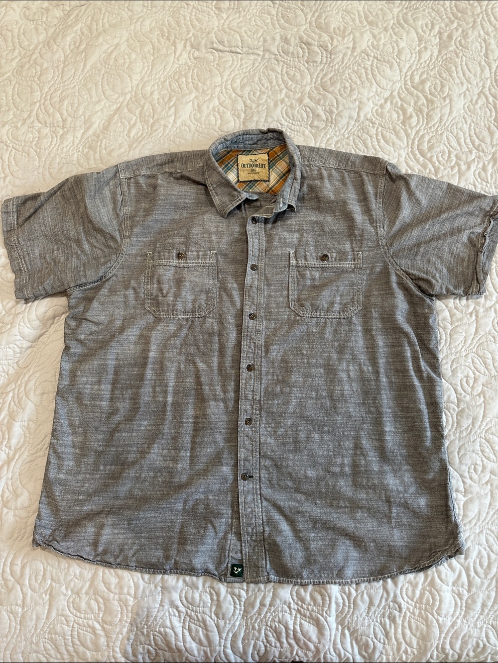Outdoor Life Short Sleeve Button-Down Shirt — Gray-Size XXL